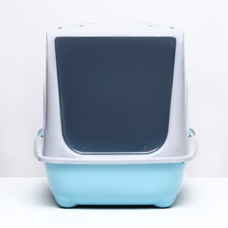 Domik toilet for cats closed with a door 43*32*33 cm, turquoise-gray-1