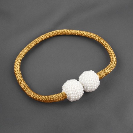 Picking for curtains "Balls from beads", d = 3 × 40 cm, white/gold color-1
