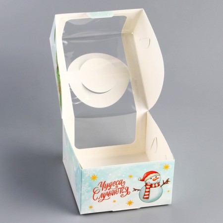 New Year. Bearbox under the Bento-Port with the window "Festive mood", 14 x 14 x 8 cm-4