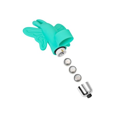 Vibro-tank-button on the finger Eromantica Butterfly, 10 cm, silicone, mint-7