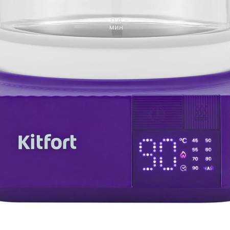 Electric ketter KitFort KT-6191, glass, 1.3 l, 800 watts, white-violet-3