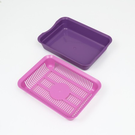 Toilet with a grid, 35.5x26x7 cm, purple tray/pink grid-4