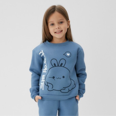 Children's costume with the basis (sweatshirt, trousers) KAFTAN Rabbit R.38 (146-152), blue-1