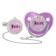 Set: Nipple - Orthodontic dummy with a holder, Juicy, with a cap, from 6 months., Pink/silver, rhinestones