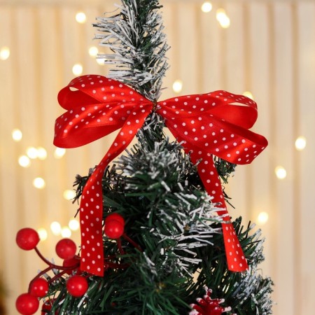 Christmas tree decor "Festive" bow in peas, 28x58 cm, red-1