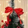 Christmas tree decor "Festive" bow in peas, 28x58 cm, red