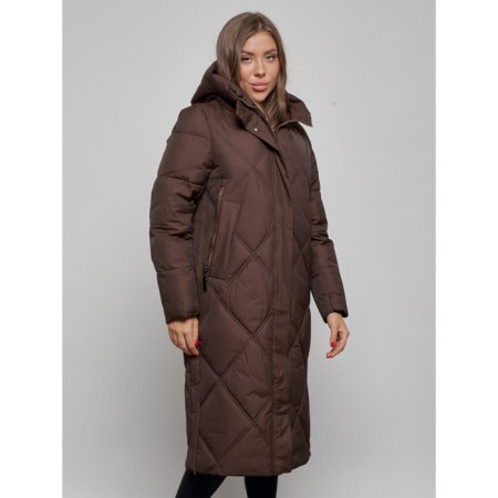 Coat insulated winter feminine, size 44, dark brown color-8