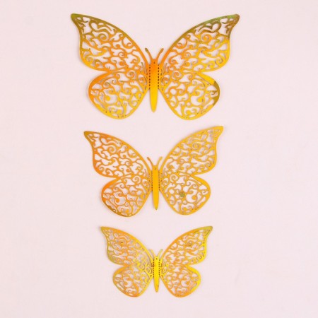 Set for decorating "Butterflies", 12 pieces, holography, color gold-2