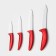 Kitchen kit on the stand “bend”, 5 objects: 4 knife, blade 7.5 cm, 10 cm, 13 cm, 15 cm, vegetable cleaning, red color