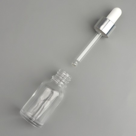 A bottle for storage, with a pipette, 15 ml, silver/white color-2
