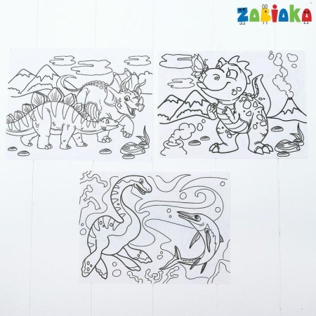 3D Doska for drawing neon markers "era of dinosaurs", lighting effects, with cards-3