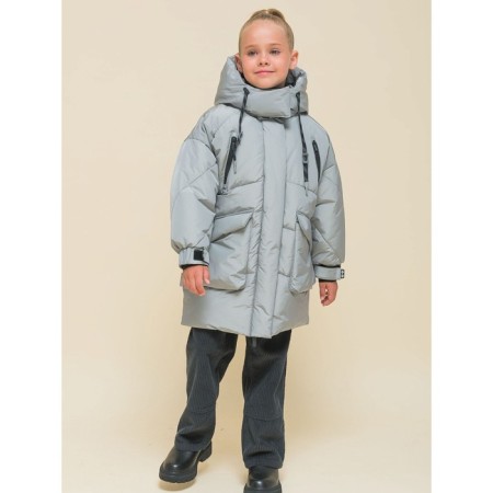 Coat for girls, height 146 cm, gray color-8