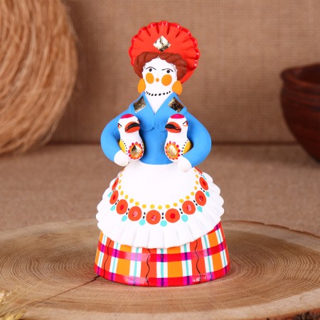 Dymkovo toy "Peasant with ducks", 16 cm, mix-4