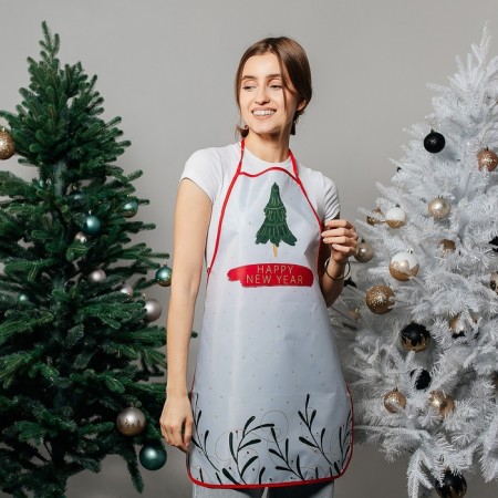 Happy New Year kitchen apron, polyester, size 50x70 cm