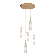 Suspended Indigo lamp, 11038/5PL BRASS. 5x40W, E14, 500x500x465/1965 mm, white matte color