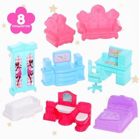Plastic house for dolls "Family" with figures and accessories, light, sound-4
