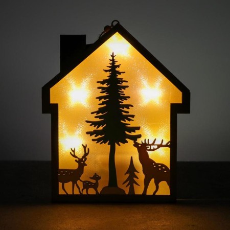 New Year's decor with backlight "House" 2aa, 2x15x18.3 cm-1