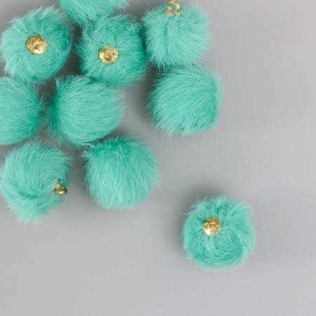 Decor for creativity Artificial fur "Ball" turquoise set 10 pcs, d = 2 cm-1