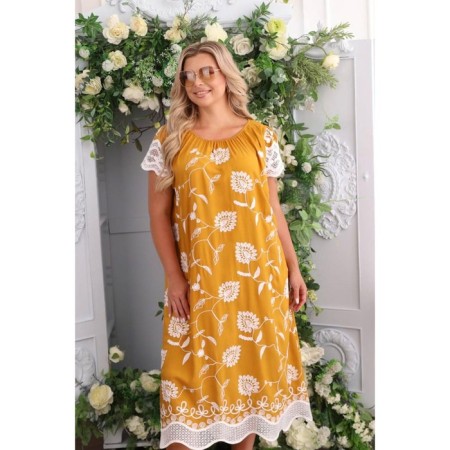Women's dress, size 52, mustard color-9