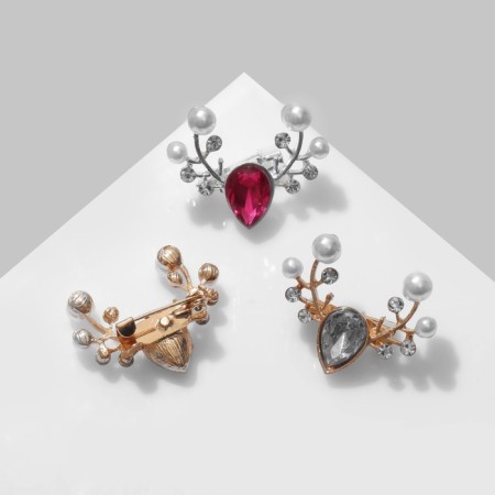 Brooch "Deer" pearl horns (indivisible packing 12 pcs., Price per pc.), Mix color-3