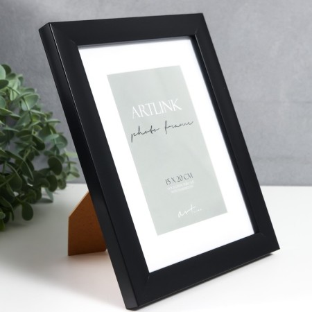 Photo frame Plastic "Gloria" 15x20 cm, with a paspartm, black-1