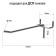 The single hook on the perforated chipboard panel, step 25mm, d = 4mm, l = 150mm, zinc