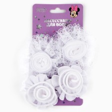A set of hair accessories, hairpin 2 pcs, elastic band 2 pcs, Minnie Mouse
