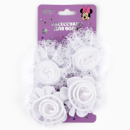 A set of hair accessories, hairpin 2 pcs, elastic band 2 pcs, Minnie Mouse
