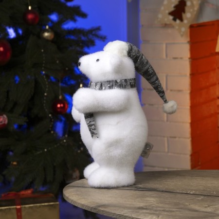 LED figure "Bear in a hat" 18 × 30 × 17 cm, phlock, AAX2 batteries (not complete), glow warm white-2