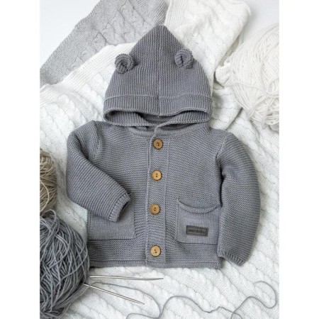 Baby blouse with a hood, height 68 cm, color gray color