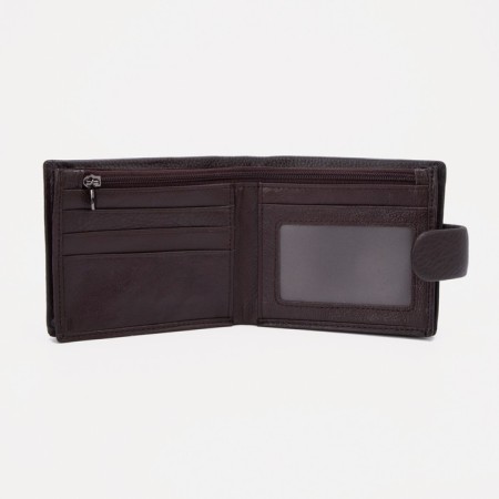 Men's purse on a button, for bills, for cards, for coins, brown color-2
