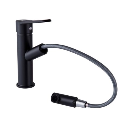 Kitchen mixer PLSTART PL4009-7, single-leaf, with sliding watering can, ABS plastic, black 968684