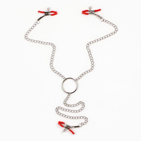BDSM Assessoir Okpoki, clamps for nipples and clitoris, metal, red-1