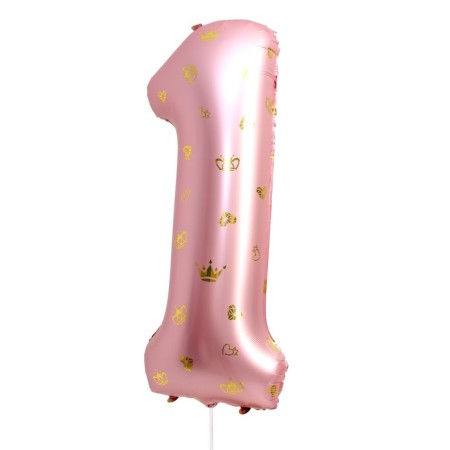 Foil ball 34 "Figure 1 with crowns", pink color