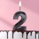 Candle in a cake on a “facet” skewer, number “2”, black, 5 cm