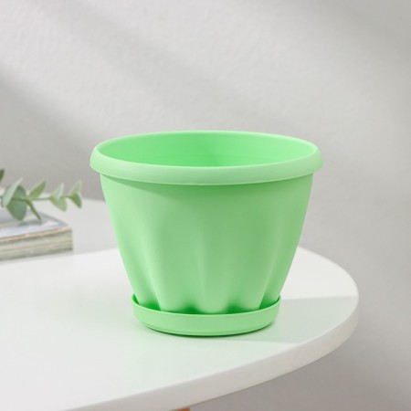 Pot for flowers with the Podon "Noble", 450 ml, d = 11 cm, green color-1
