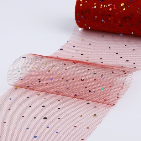 Fatin with multi -colored sparkles, 15 cm, 11 ± 1 g/sq.m, 23 ± 1 m, color red No. 17-1