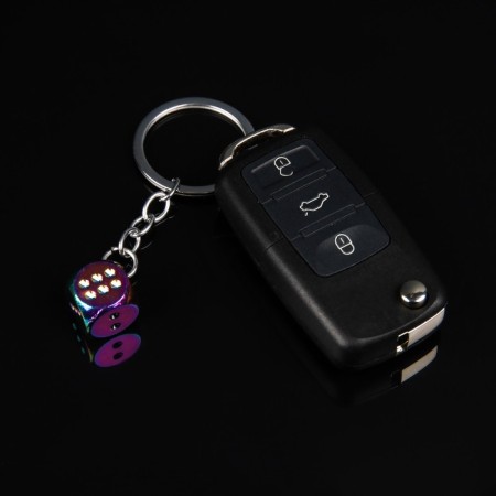 Cartage keychain, cube, metal, mother -of -pearl