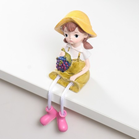 Souvenir Polystone "Boy/Girl with Fruits" Long legs mix 5.5x5x5x20 cm-2