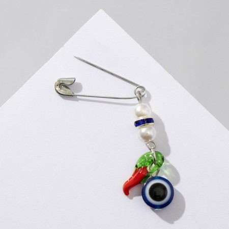 Pin-shaped pins "Cash pins" pepper with pearls, 2.2 cm, color in silver-1