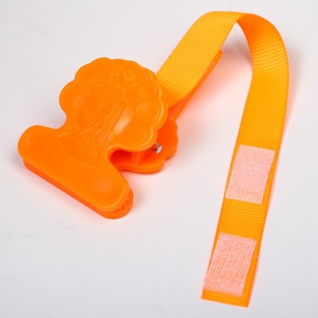 Silicone orthodontic dummy with a holder and cap, from 0 months, color orange-10