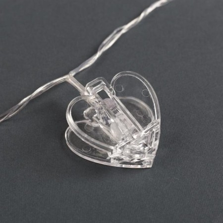 Garland “thread” 4.5 m with nozzles “Prishchka-heart”, IP20, transparent thread, 20 LED, white glow, 220 V-4