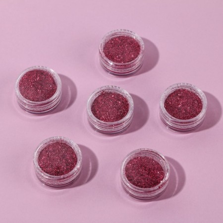 A set of sparkles for decor, fine grinding, fuchsia color, 6 pieces
