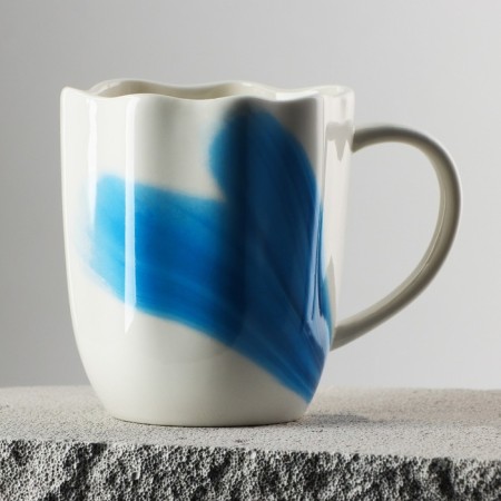 Mug ceramic uneven edge "divorces", 350 ml, blue color-2