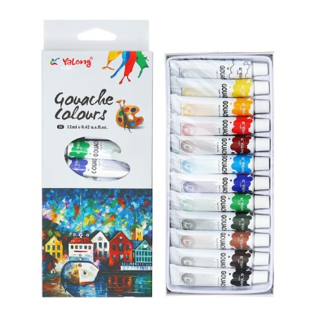 Gouache 12 colors in a metal tube 12 ml in a cardboard box