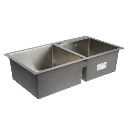 Kitchen sink Aflorn AF97843-D, Sredal, double, S = 3.0 and 0.8 mm, 78x43x22 cm, siphon, satin-1