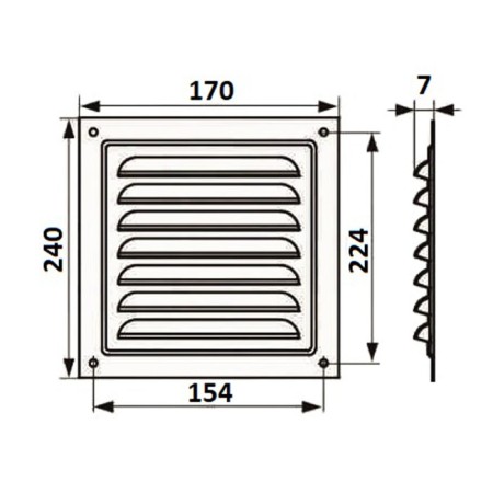 Ventilation grate Zein Lux RM1724sk, 170 x 240 mm, with a grid, metal, ivory-6