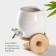 Porcelain barrel with a leaf on a wooden stand Bellatenero, 2.5 l, white color