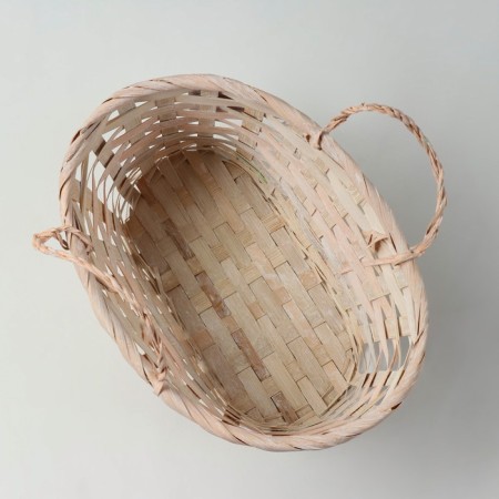 Wicker basket, d25 x 18 x 11/19 cm, peach, bamboo-3
