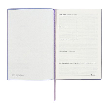 Set gift Escalada Diary A5 120 sheets, soft cover of artificial leather, foil embossing, pancake embossing, block 70 g/m2, lilac + pen + pen.-6